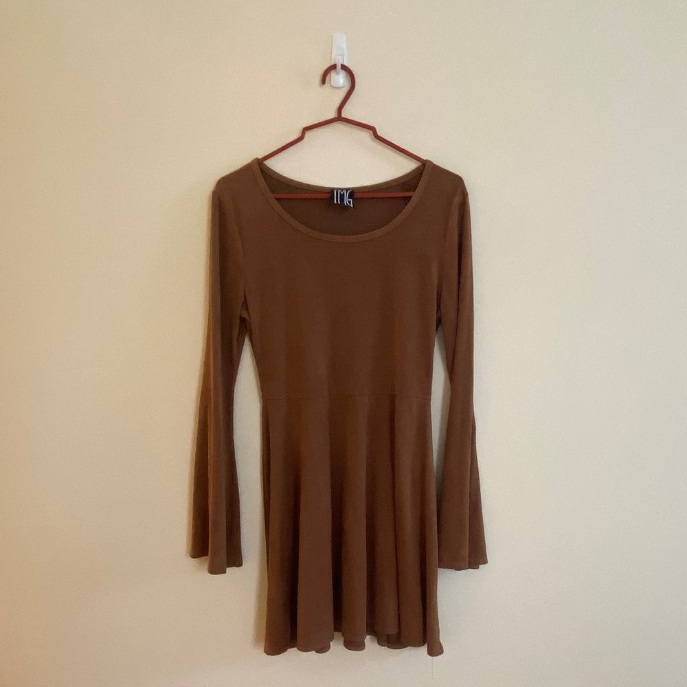 Vintage Faux Suede Kimono Sleeve Dress